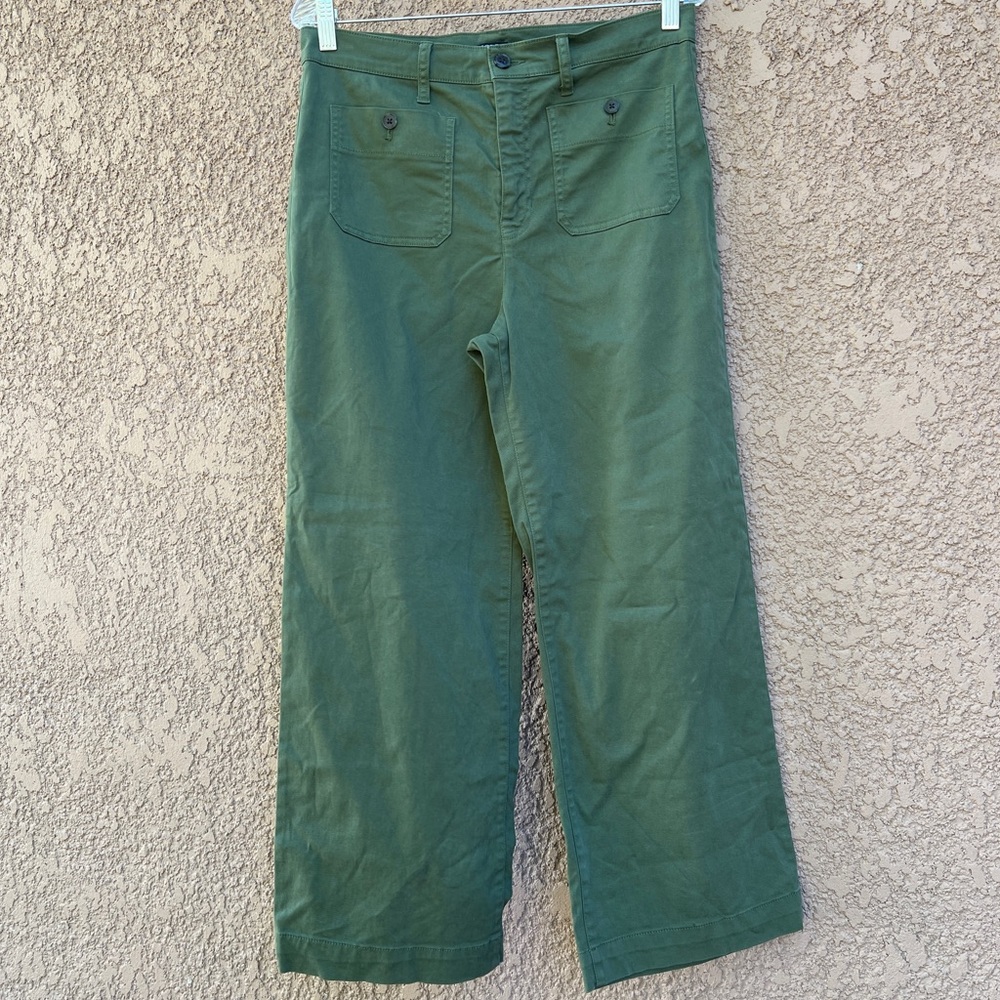 J Crew High Rise Wide Leg Sailor Trousers Green Pants Women 29 Fall Contemporary